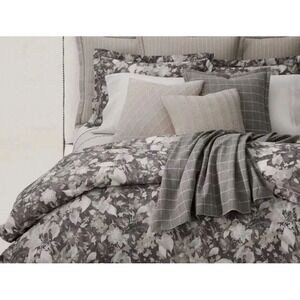 Ralph‎ Lauren Avery Duvet Cover Full Queen Gray Charcoal Heather Floral Cotton